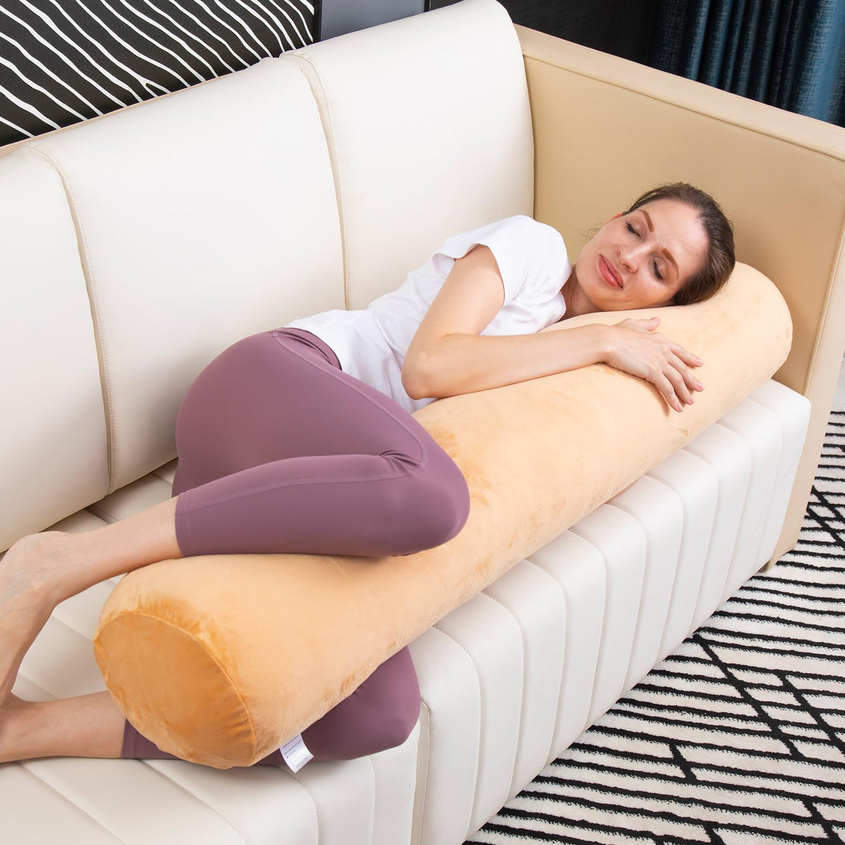 Bolster Pillow for Bed (Brown / 47 inch)