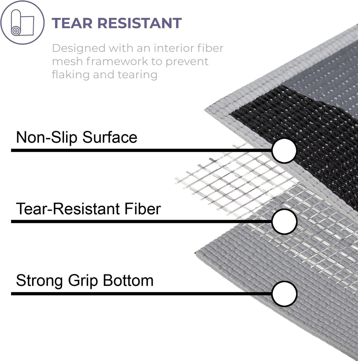 Ascend 6mm Thick Reversible Yoga Mat (Granite - Printed)