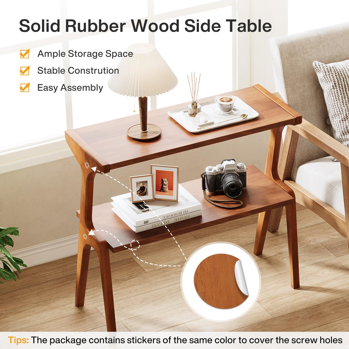 Set of 2 Solid Wood End Table (Cherry)