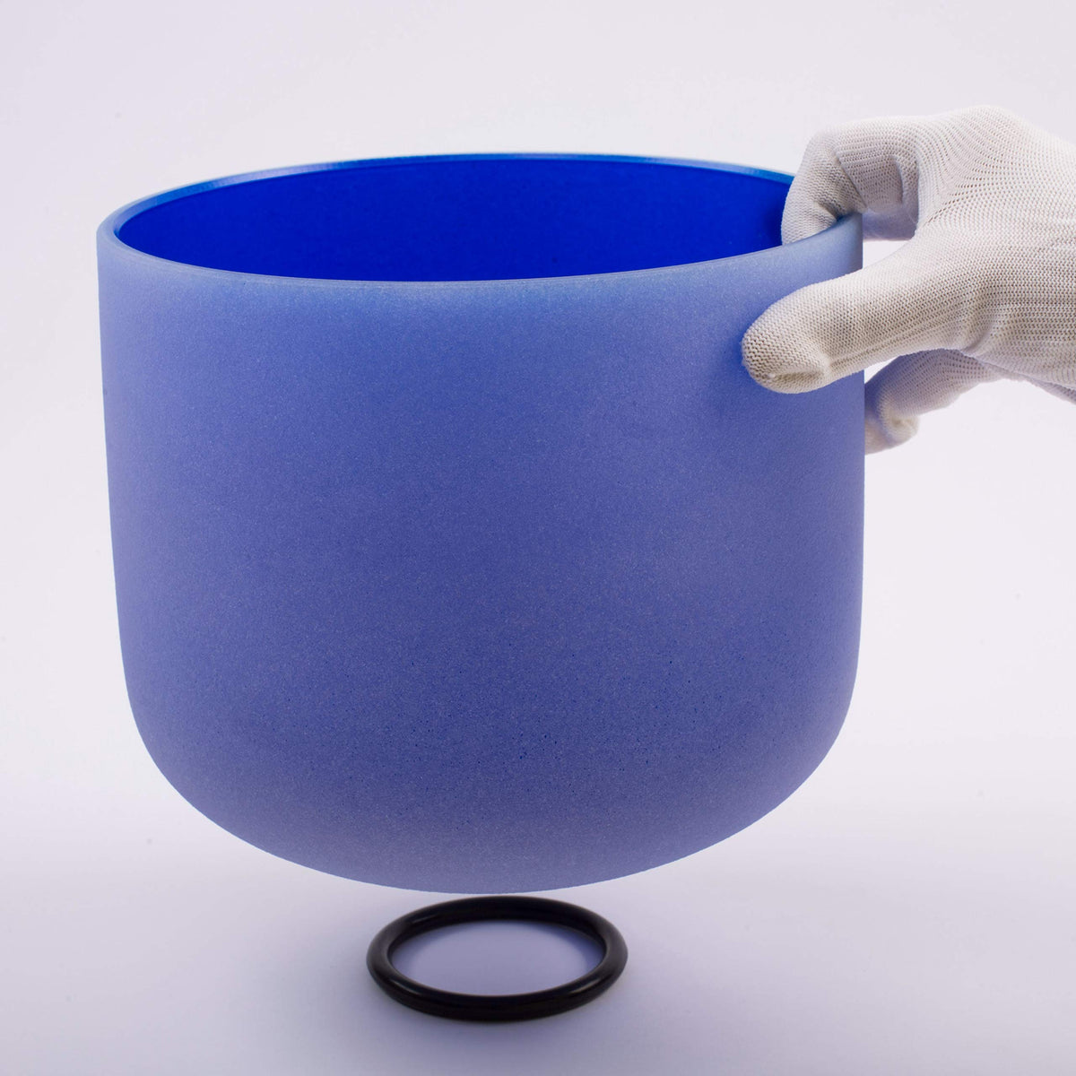 Quartz Crystal Singing Bowl A# Note Third Eye Chakra Dark Blue 8" with Heavy Duty Carrying Case Suede Striker (8" A# Note / dark blue)