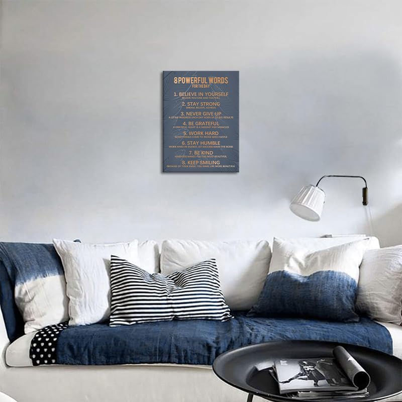 Office Inspirational Wall Art 8 POWERFUL WORDS FOR THE DAY Positive Quotes Pictures Living Room Bedroom Modern Motivational Canvas Print Poster Framed Ready to Hang (Style_11 / 16"L x 12"W)