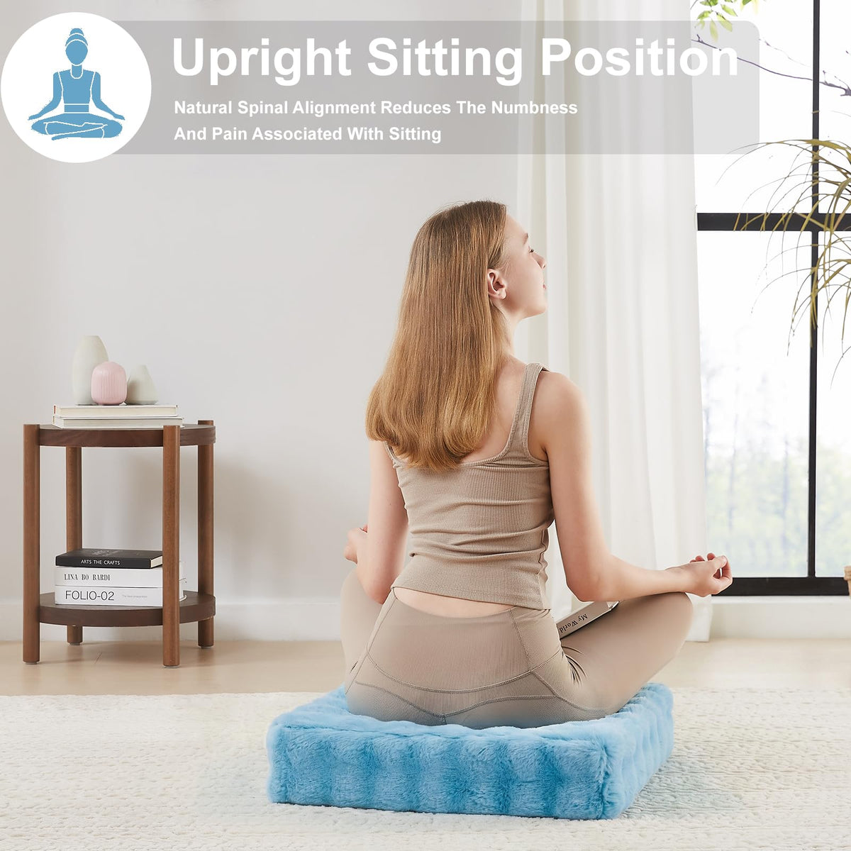 22 inches Floor Pillow for Adults (Sky Blue / 1 Count)