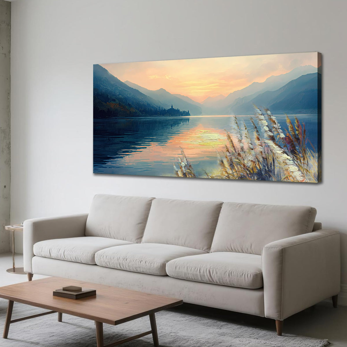 Canvas Wall Art for Living Room Wall Decor for Bedroom 48"x24" (blue lake / 48"L x 24"W)
