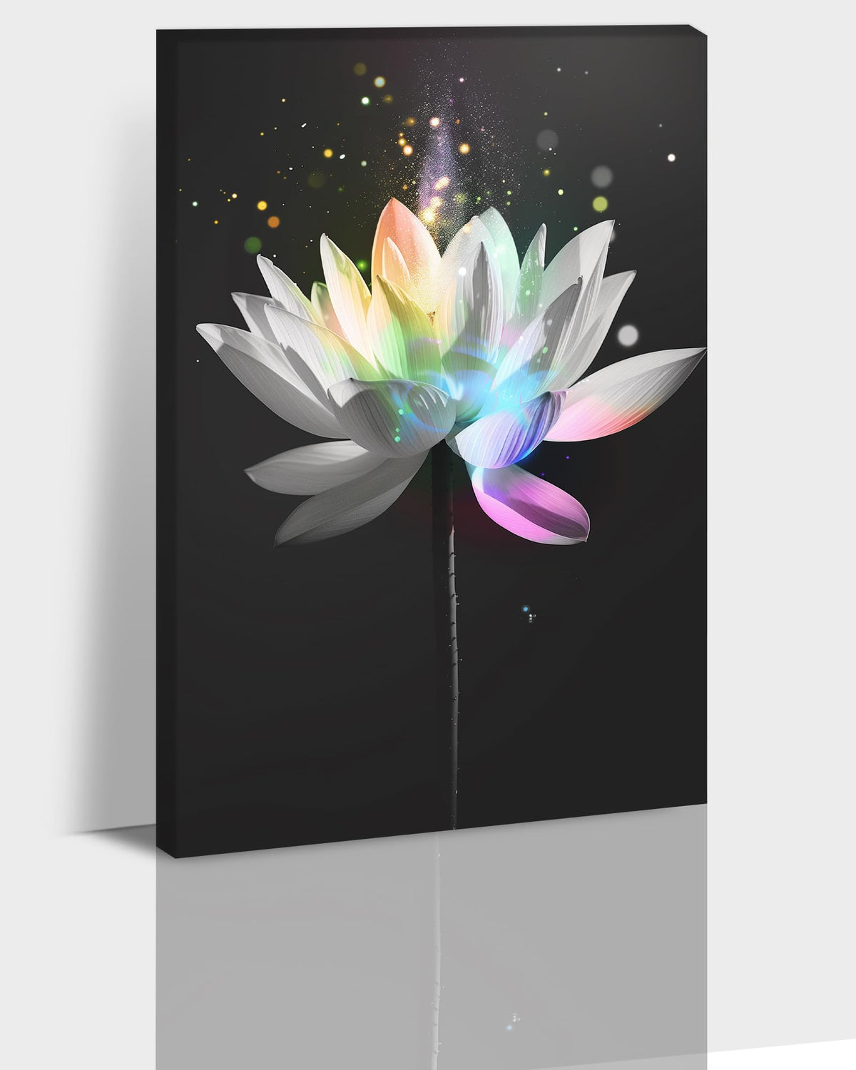 Zen Wall Art White Lotus Flower Canvas Art Print for Spa Bathroom Decor (Zen Stones Canvas Frame-07 / 36"L x 24"W)