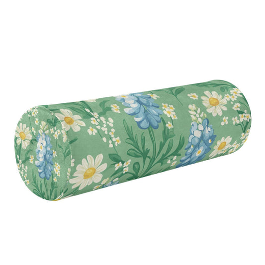 Mint Green Bluebonnet and Daisy Flowers Neck Roll Pillow Bolster Round Health Memory Foam Long Cervical Cylinder Pillows with Removable Washable Cover for Body Bed Legs Back Yoga (Mint Green Bluebonnet and Daisy Flowers)