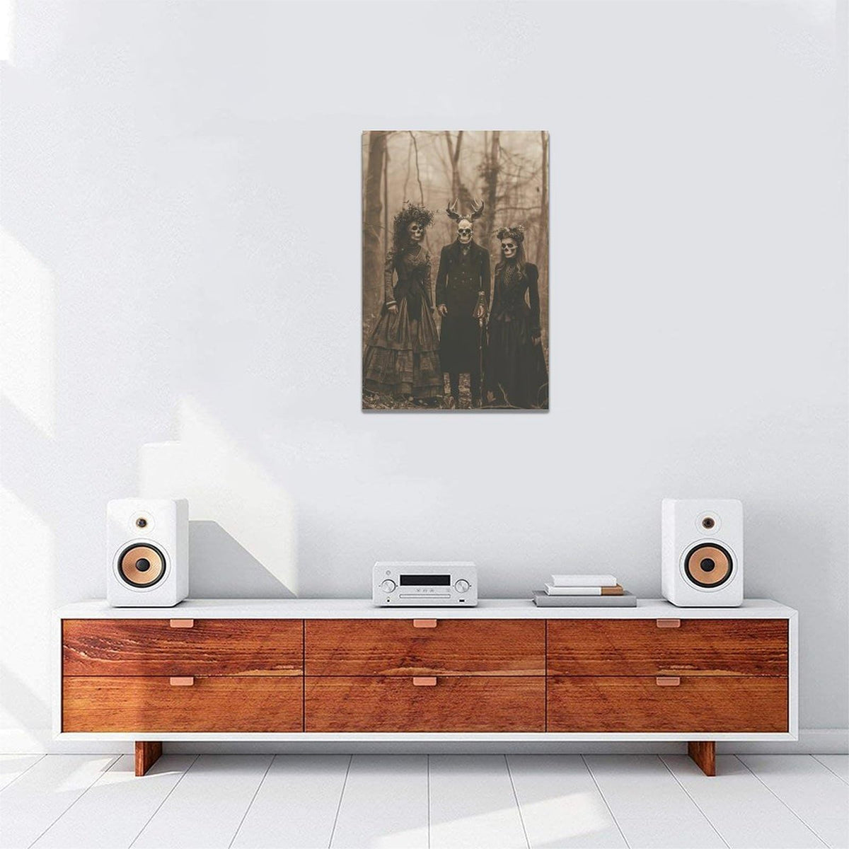 Gothic Skull Wall Art Goth Horror Skeleton Pictures Decor Halloween Canvas Painting Home Modern Artwork Decorations for Bathroom Living Room Bedroom 16 x 24 inch (24"L x 16"W / Gothic)