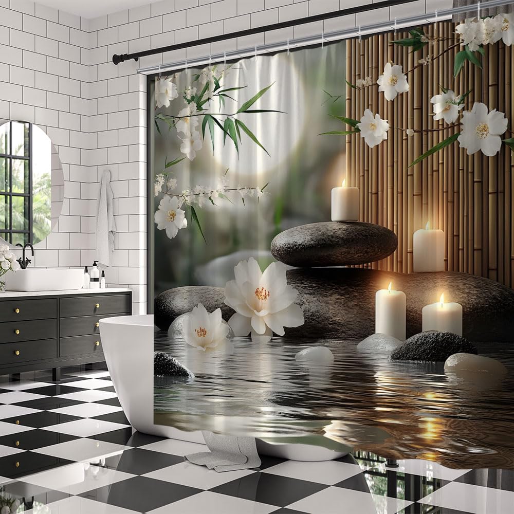 Zen Spa Relaxing Shower Curtain (Green / 70"W x 70"L (Pack of 1))