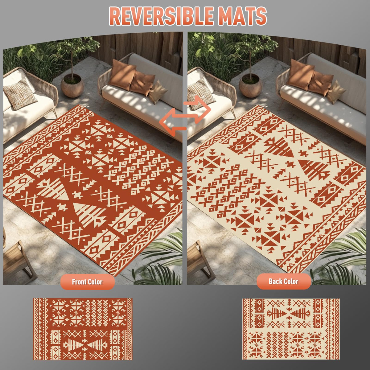 Rust Red Exotic Rug 5x8 FT Non Slip Mat for RV Patio Deck Camping (Exotic Red / 5x8 Feet)