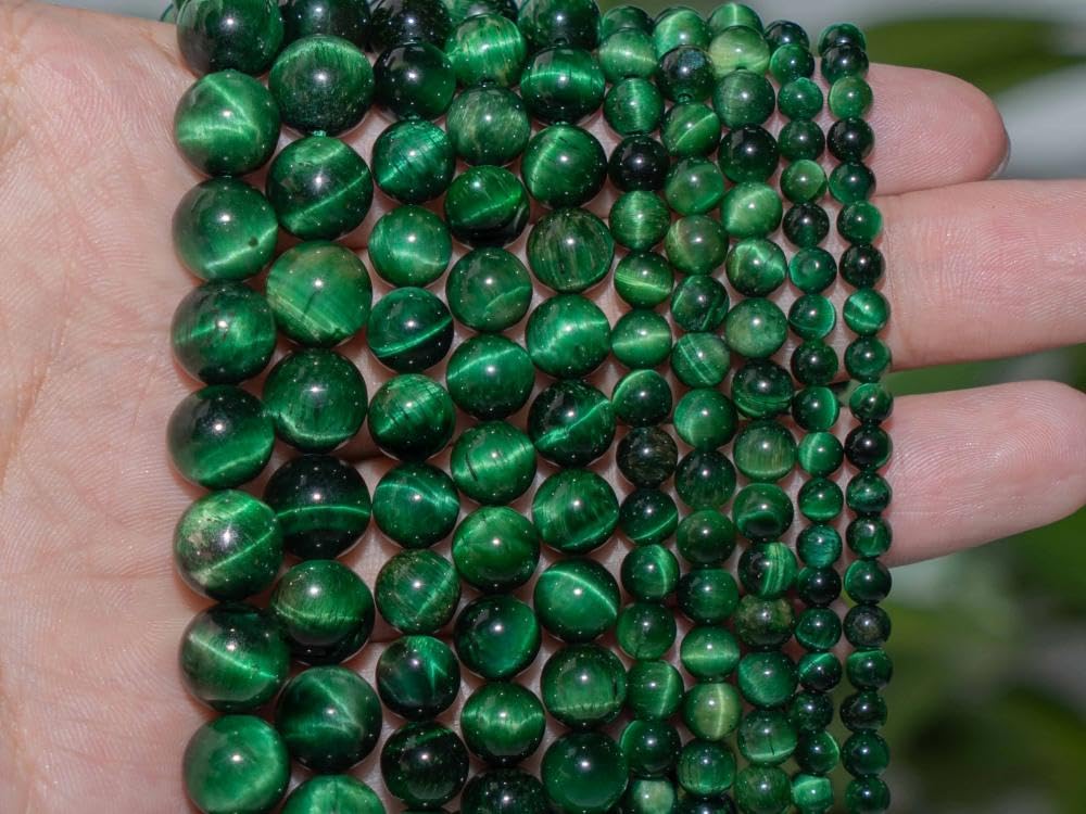 108Pcs Green Tiger Eyes Spacer Loose Beads Bulk with Holes Handcrafted for DIY Bracelets Jewelry Making Crafts Supplies (Green Tiger Eyes / 8MM, 108pcs)