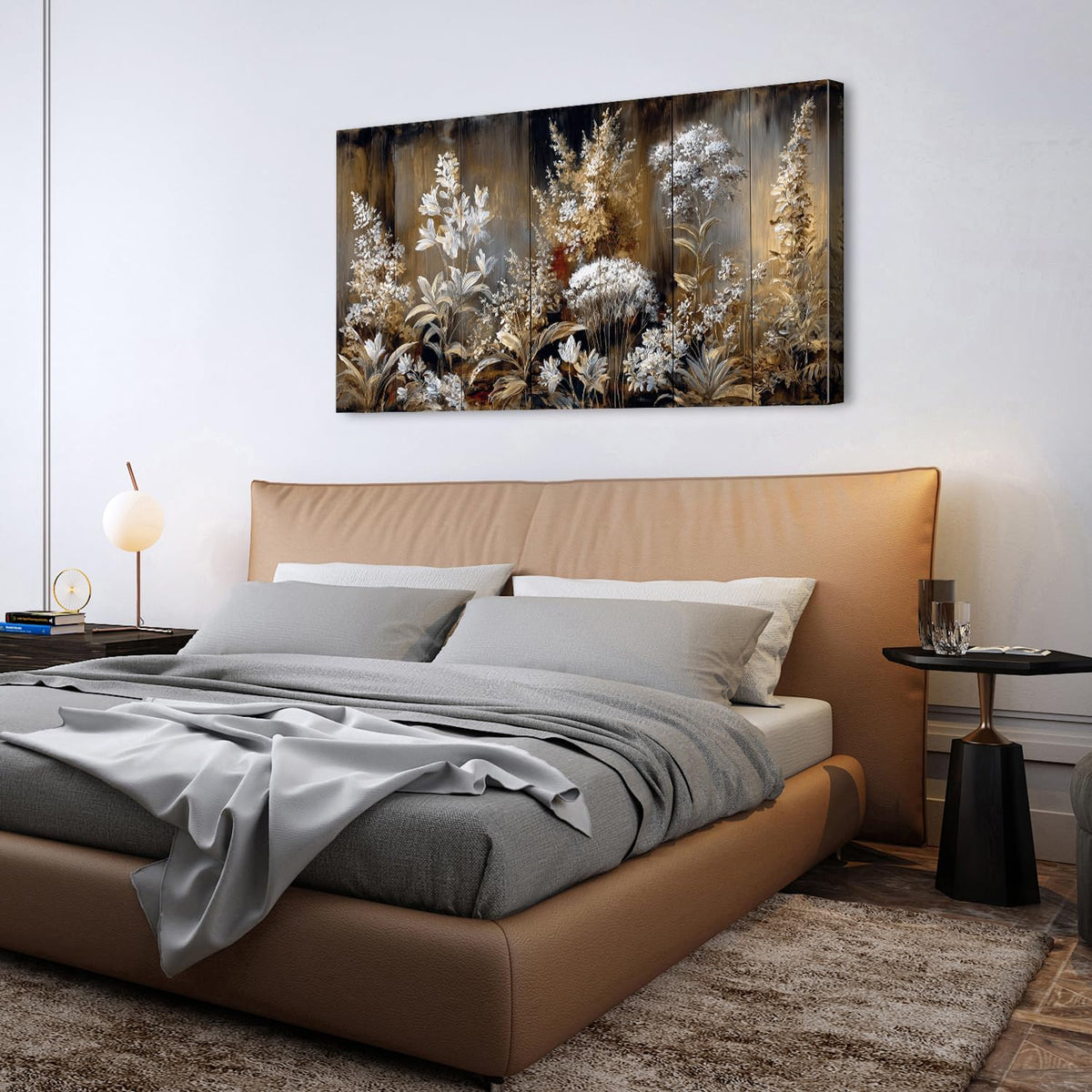 Rustic Flowers Canvas Wall Art Country Wildflowers Painting Picture Aesthetic Botanical Garden Landscape Poster Prints Artwork for Living Room Girls Bedroom Bathroom Sofa French Home Decoration 30x60 (57.8"L x 30"W / White Flower)