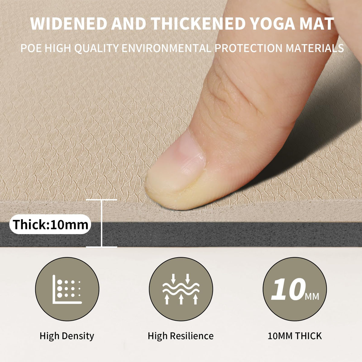 Large Yoga Mat (Beige+Black / 10mm)