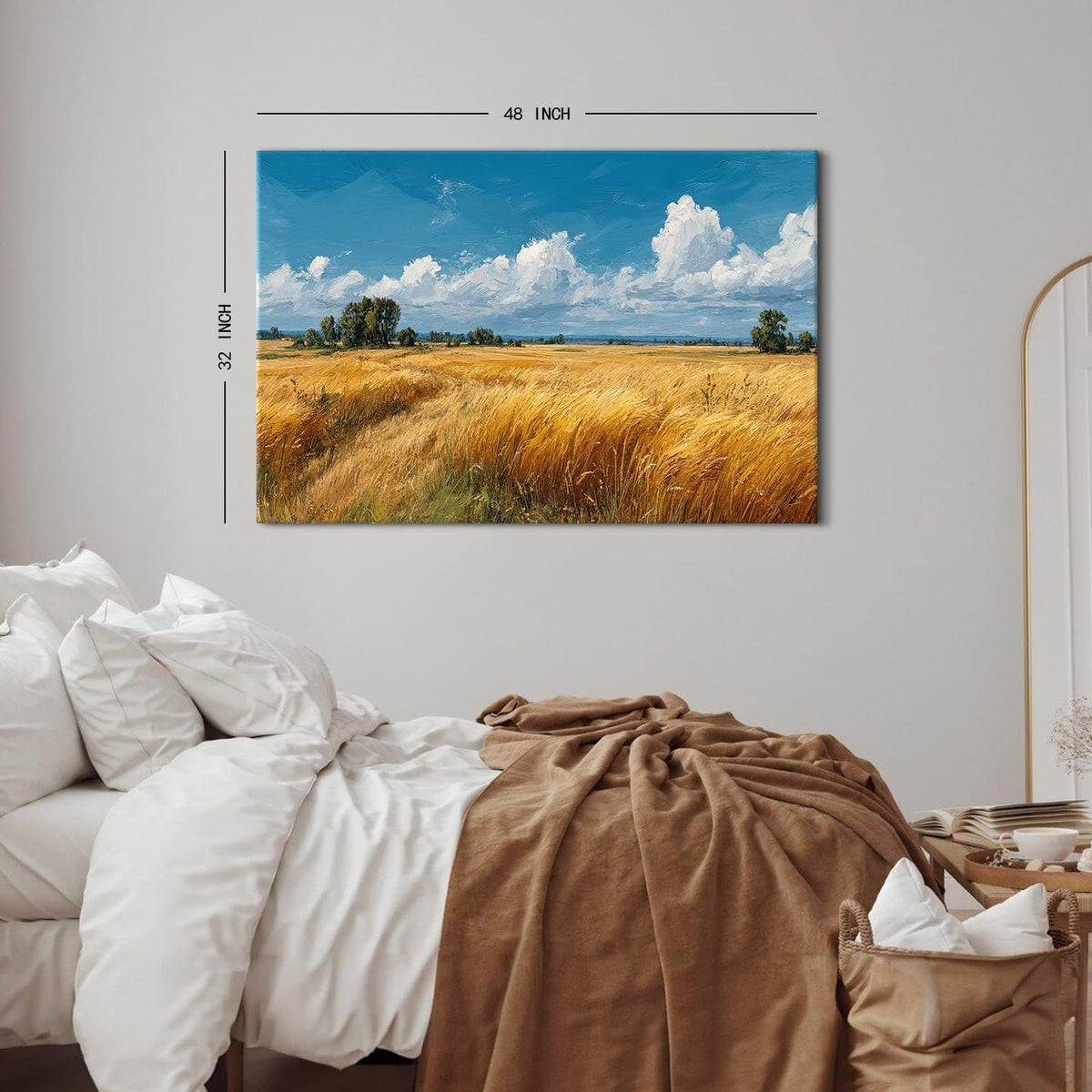 Nature Wall Art Farmhouse Kitchen Decor Rustic Fall Farm Land Landscape Pictures Country Landscape Canvas Prints Country Botanical Artwork for Bathroom Living Room Home Decoration 32x48" (48"L x 32"W / Farm)