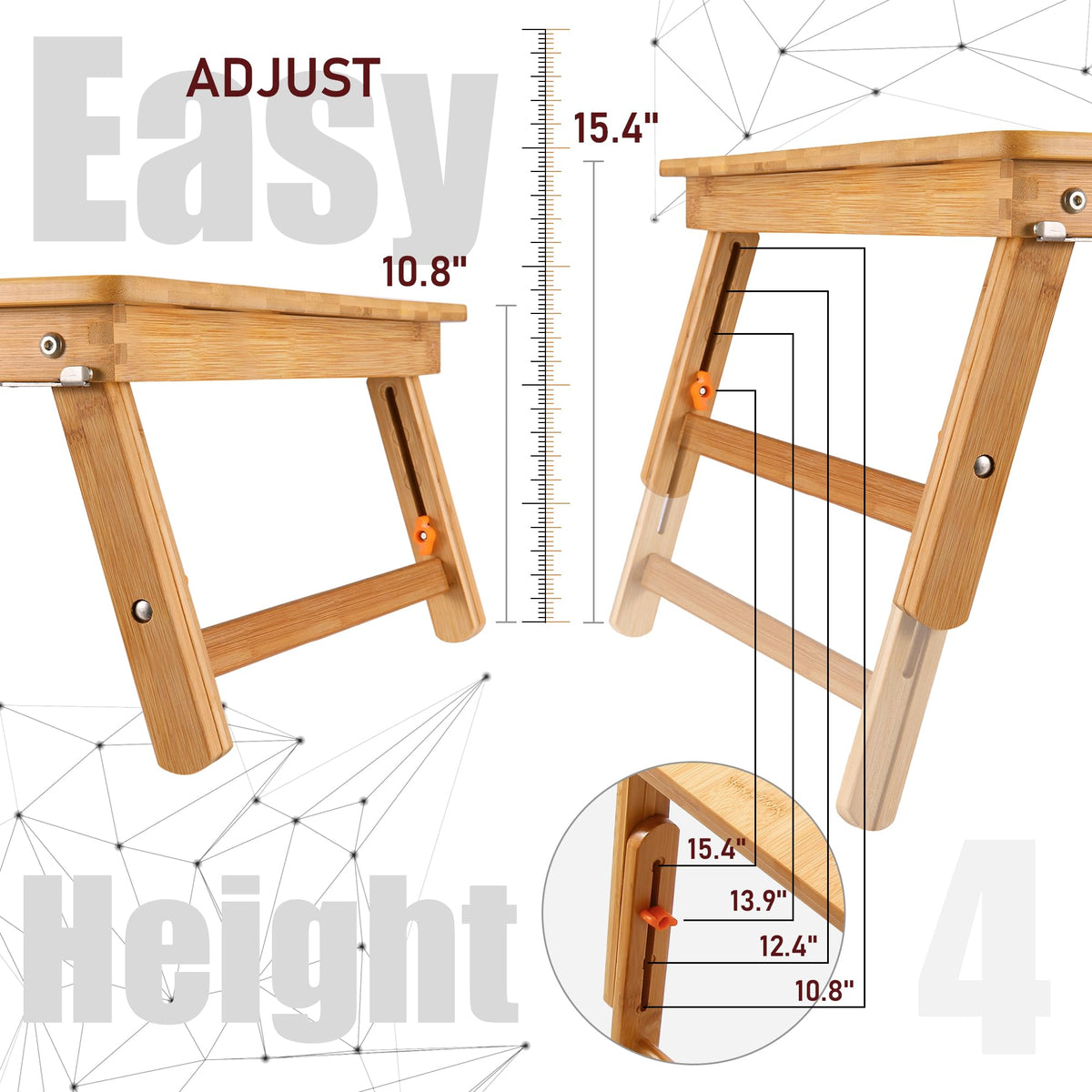 Large Floor Desk Foldable Table for Adults (Bamboo / 25.6 inch)