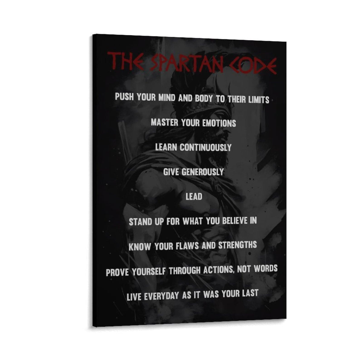 The Spartan Code Abstract Art Printed Canvas Printing Wall Art Prints Wall Decor Posters Dark Warrior Philosophy Motivational Black Red Living Room Bedroom Office Gym Decor 20x30inch (style-11 / 20x30inch(50x75cm) Frame)