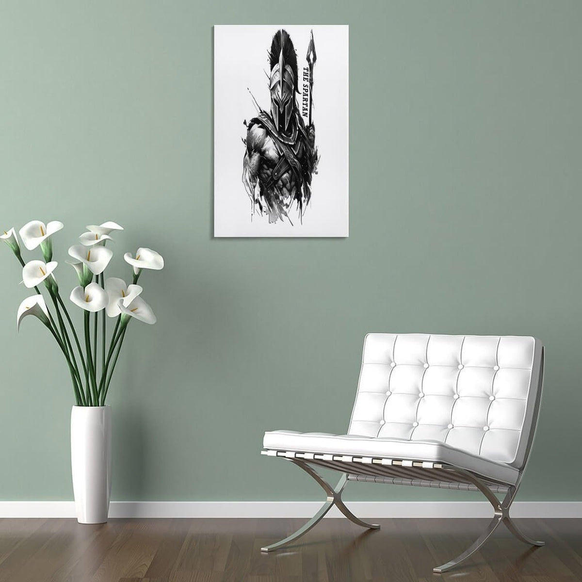 Spartan Warrior Illustration Fitness Gym Canvas Printing Wall Art Prints Wall Decor Posters Black White Gladiator Helmet Nordic Bohemian Living Room Bedroom Office Motivation Decor 16x24inch (style-16 / 16x24inch(40x60cm) Frame)