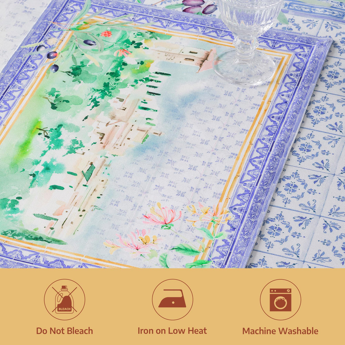 Placemats Set of 4 Reusable 100% Combed Cotton (038 - Luberon / 13" X 19" (Pack of 4))