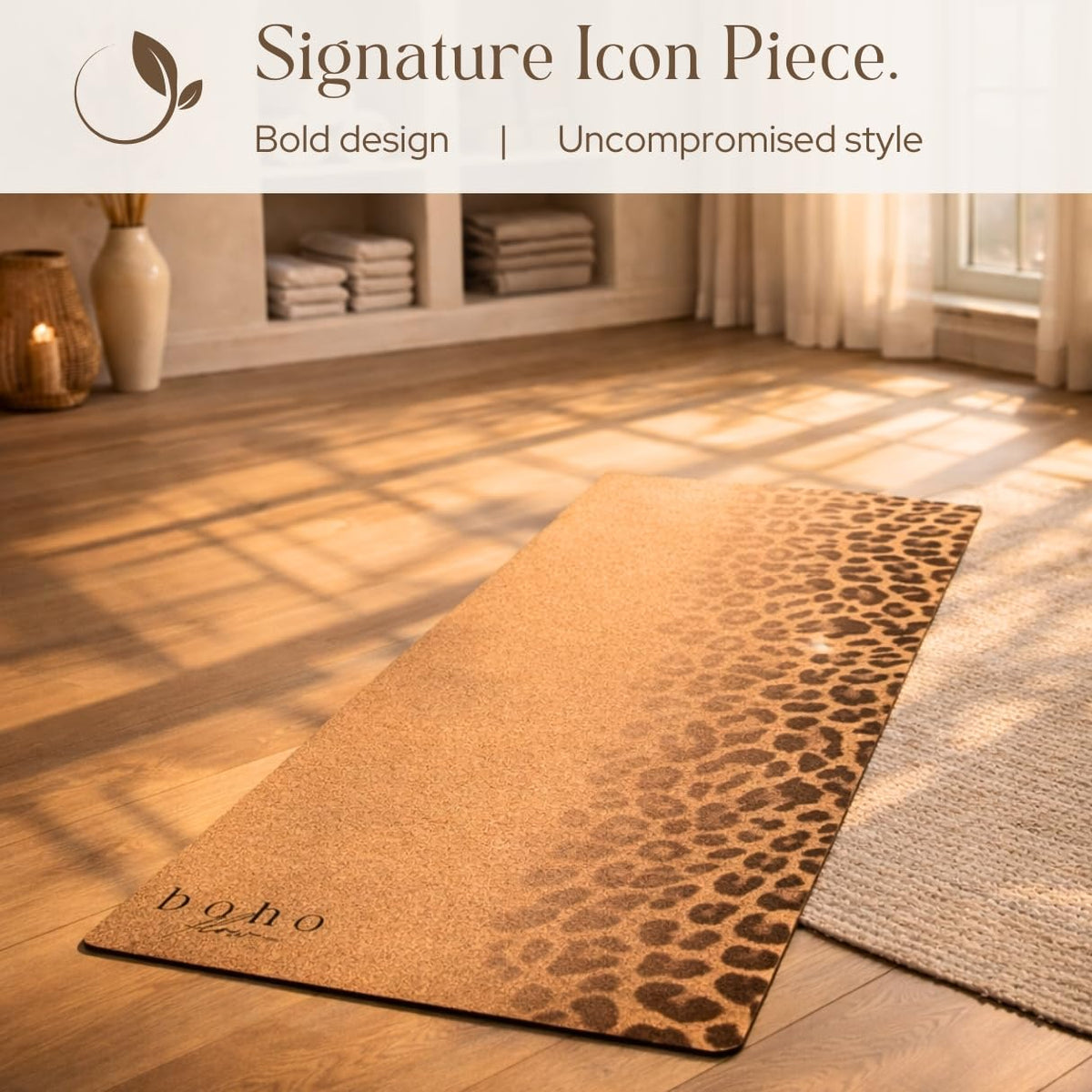 Aesthetic Cork Yoga Mat (Leopard Fade)