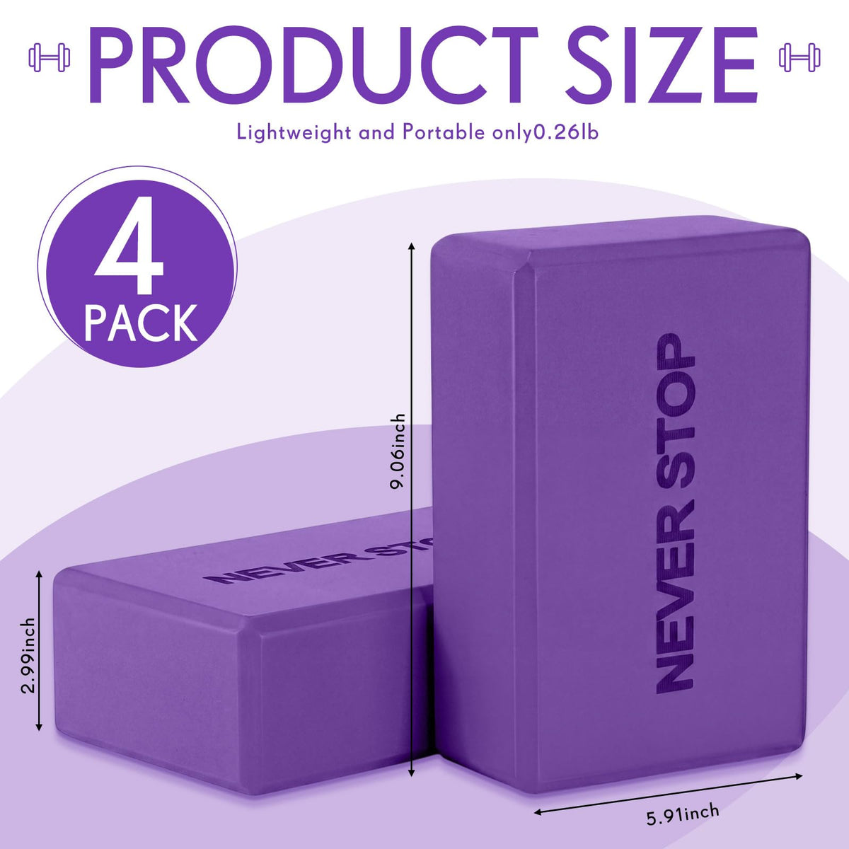 4 Pack Multicolor 4 Pack Yoga Blocks Non Slip Pilates Foam Brick (Multicolor)