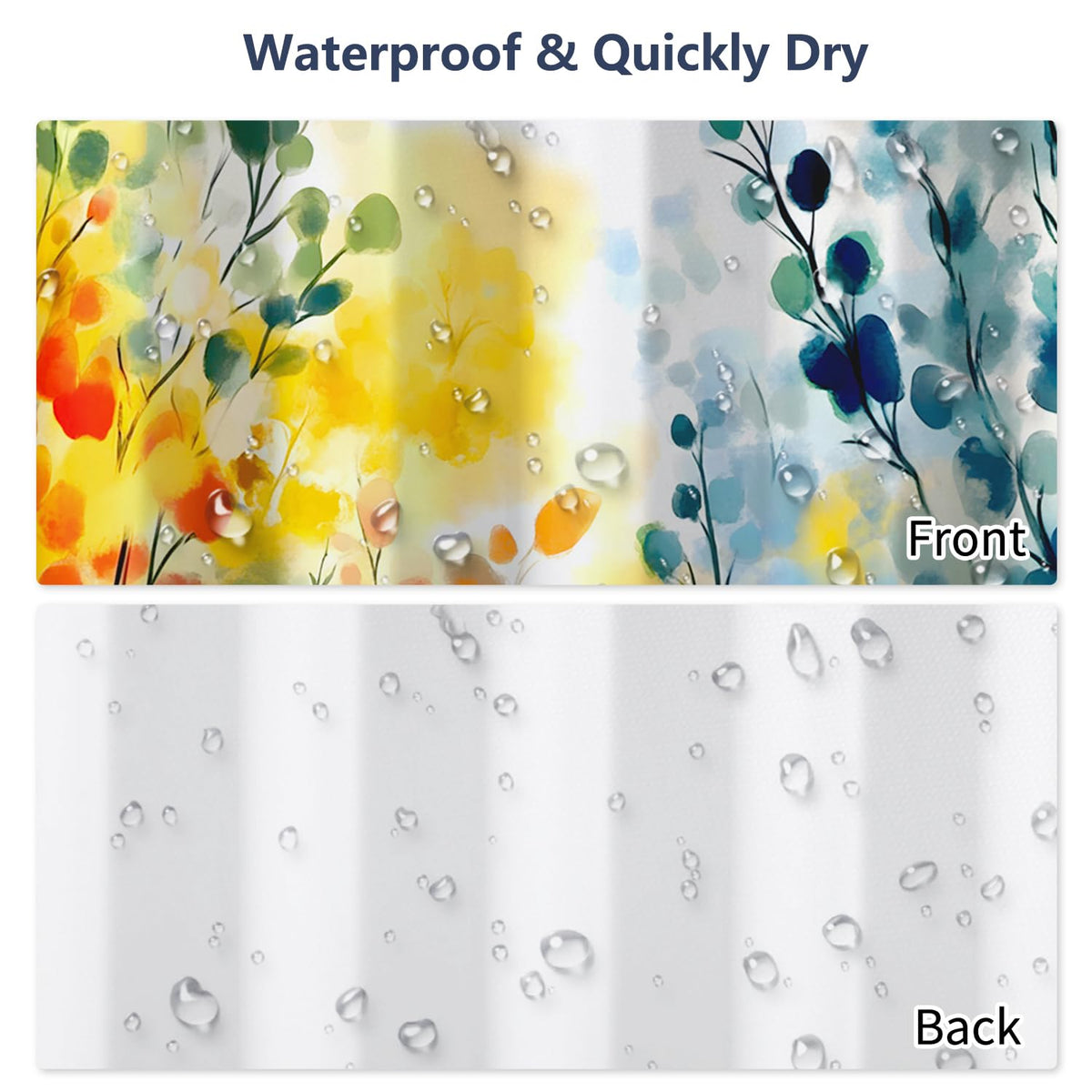 71″ x 74″ Watercolor Botanical Shower Curtain with Hooks (Botanical-4)