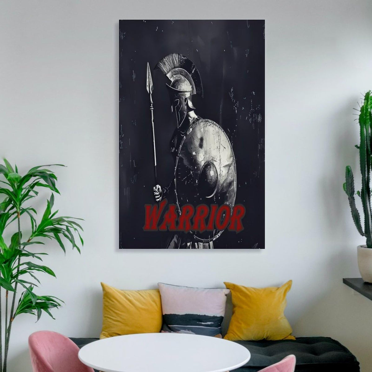 Warrior Spartan Art Poster Canvas Printing Wall Art Prints Wall Decor Posters Ancient Greek Soldier Helmet Shield Spear Battle Style Dark Blue Living Room Bedroom Office Gym Decor 08x12inch (style-5 / 08x12inch(20x30cm) Frame)