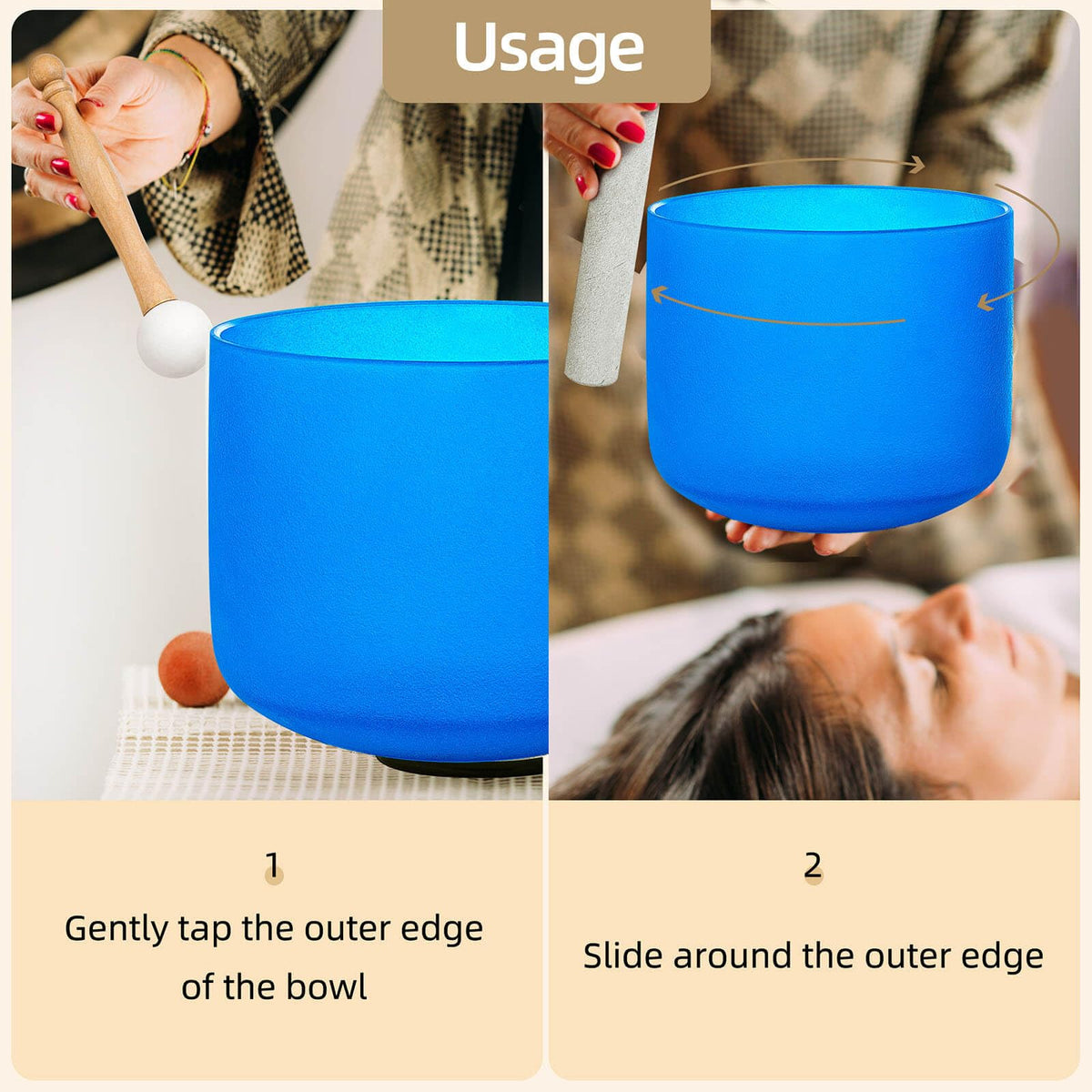 Crystal Singing Bowl 8 Inch Blue G Note 432Hz (Blue 8 Inch G)