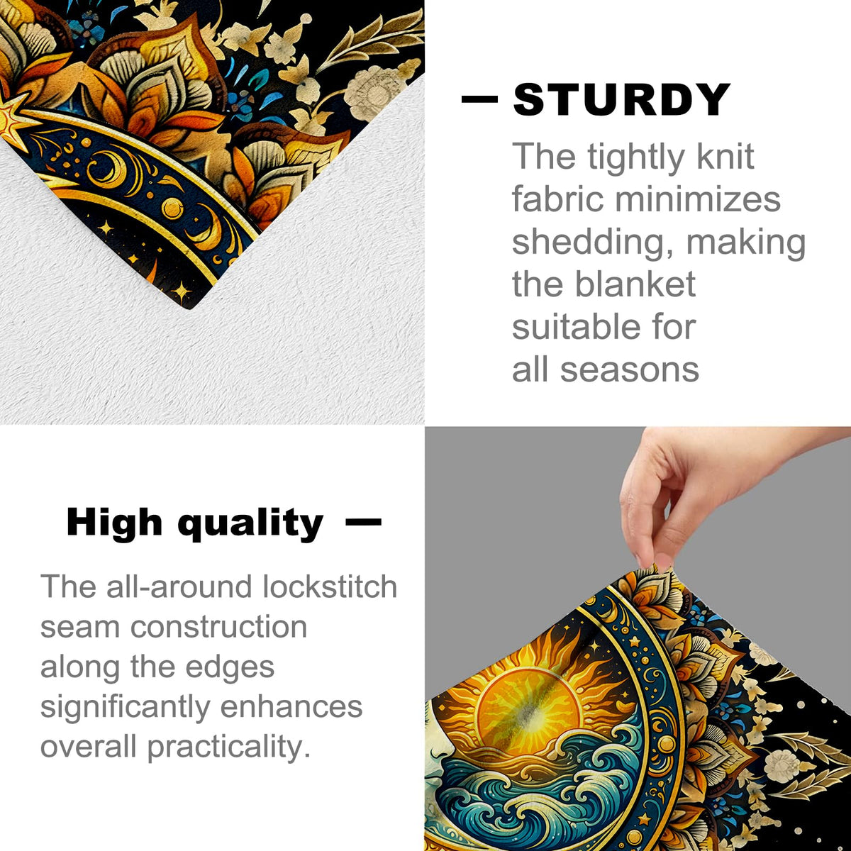 Boho Moon and Sun Blanket for Spiritual Lovers (60x50 Inch / Boho)