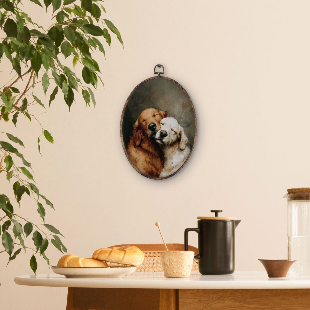 Vintage Golden Retriever Dog Oval Wall Art Decor (dog)
