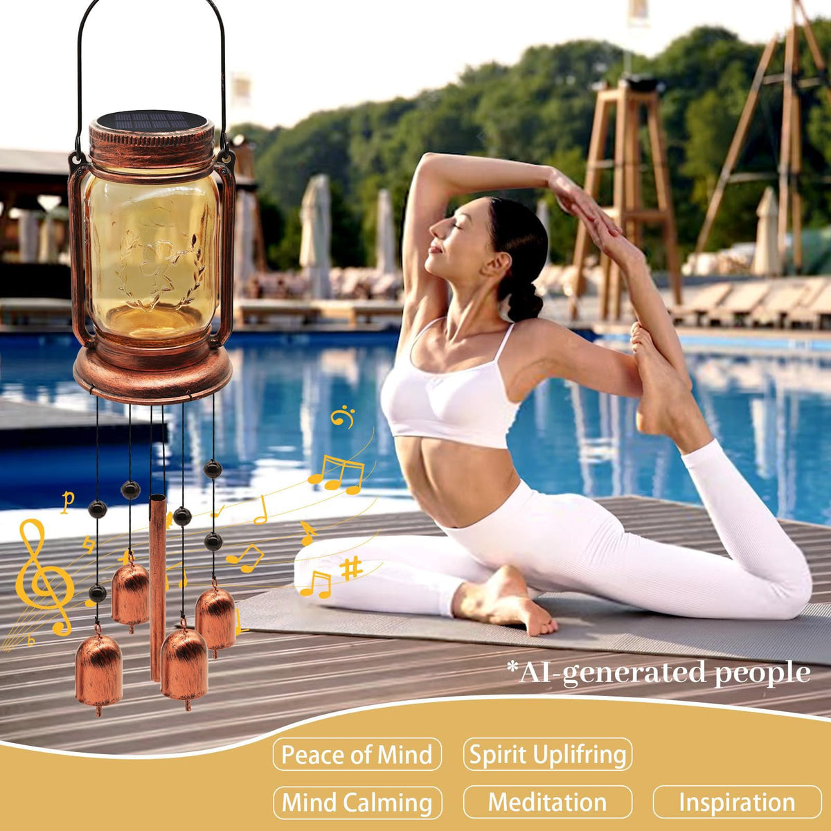 2 Pack Solar Wind Chimes for Outside (2 pack-Mason jar wind chime)
