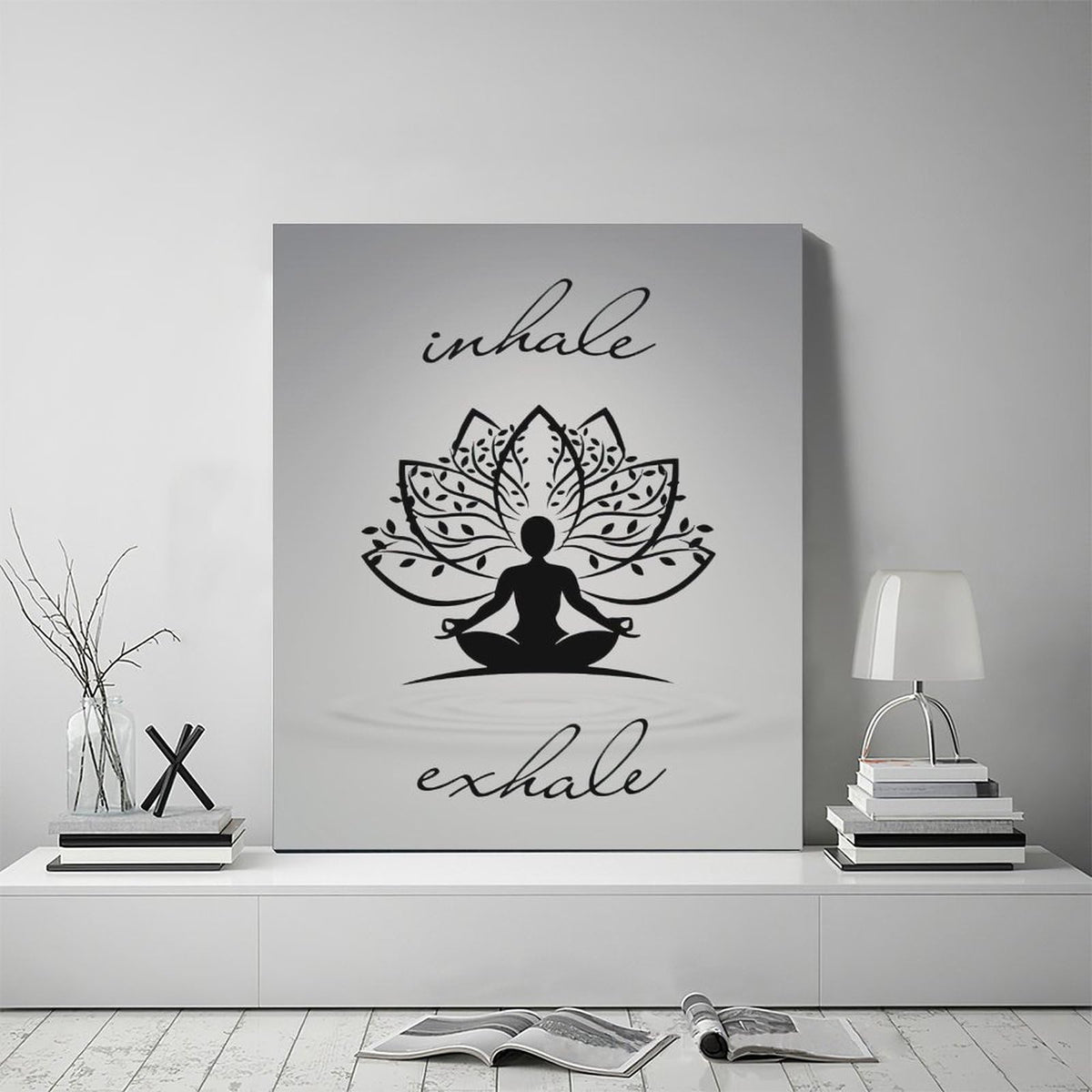 Inhale Exhale Wall Art Yoga Zen Meditation Pictures Decor Canvas Painting Print Modern Artwork Decorations Framed for Bathroom Living Room Bedroom 20 x 24 inch (24L" x 20W" / Inhale)