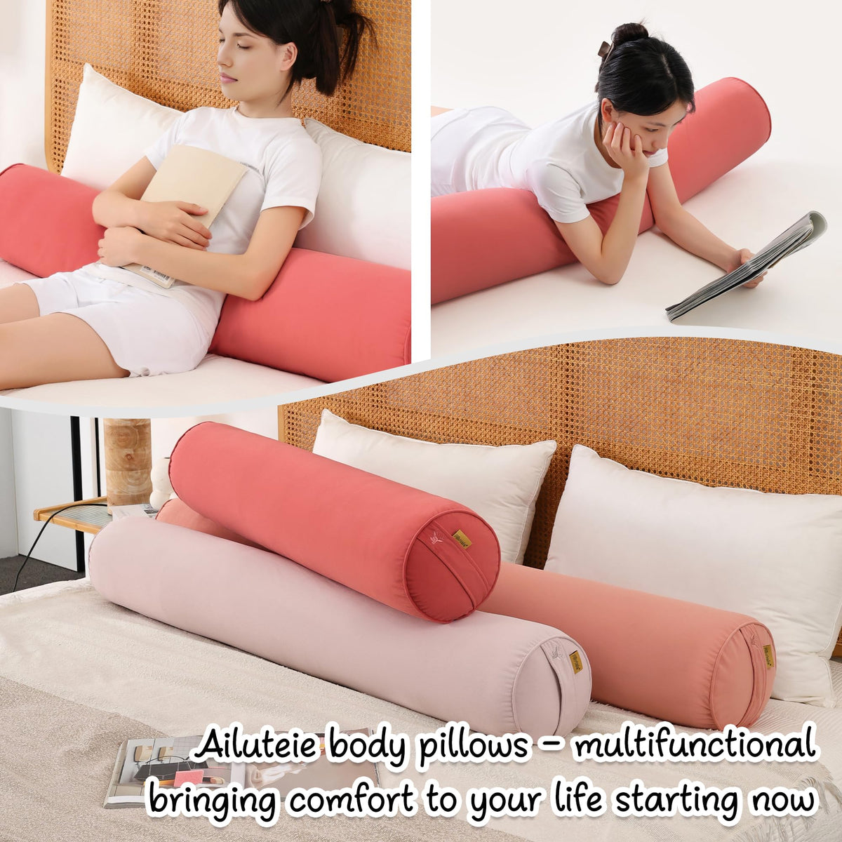 Body Pillow for Adults (Coral Peach / 59"*7.87")