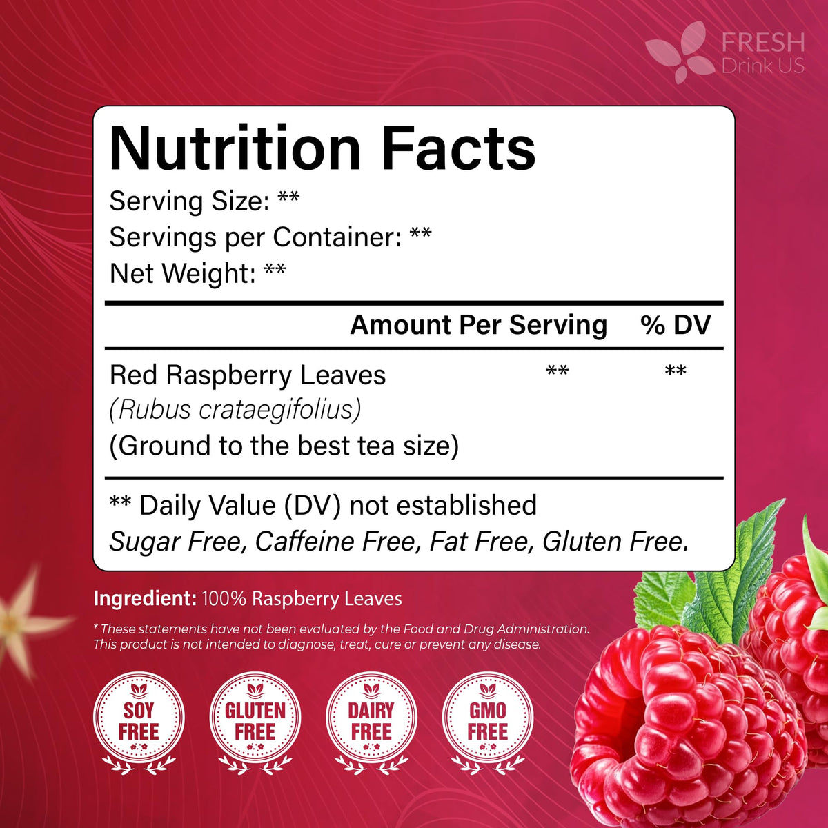 Premium Raspberry Leaf Tea (75 Tea Bags)