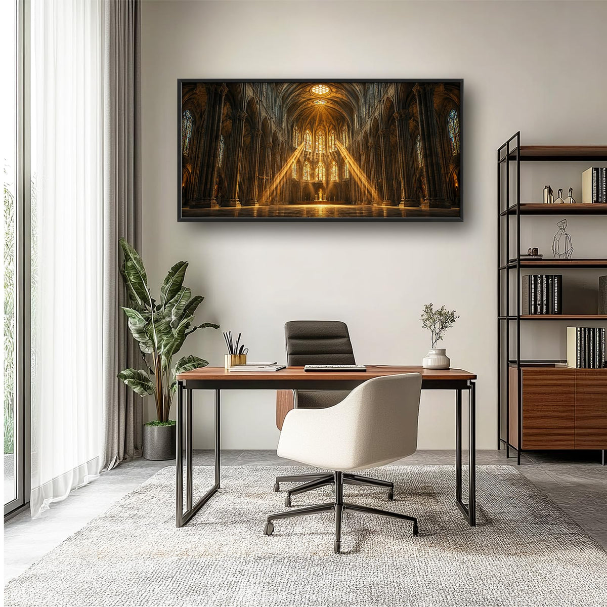 Cathedral Church Large Wall Art Religious Canvas Framed Wall Decor Pictures Painting Artwork for Living Room Bedroom Office 30"x60" (Gothic Cathedral / 60"L x 30"W)