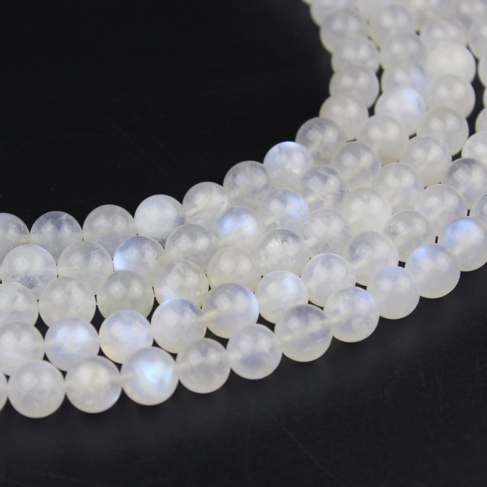 Natural Round Stone Beads 4mm Blue Moonstone Loose Gemstone Beads for Jewelry Making Bracelet Necklace 85pcs (Blue Moonstone / 4mm)