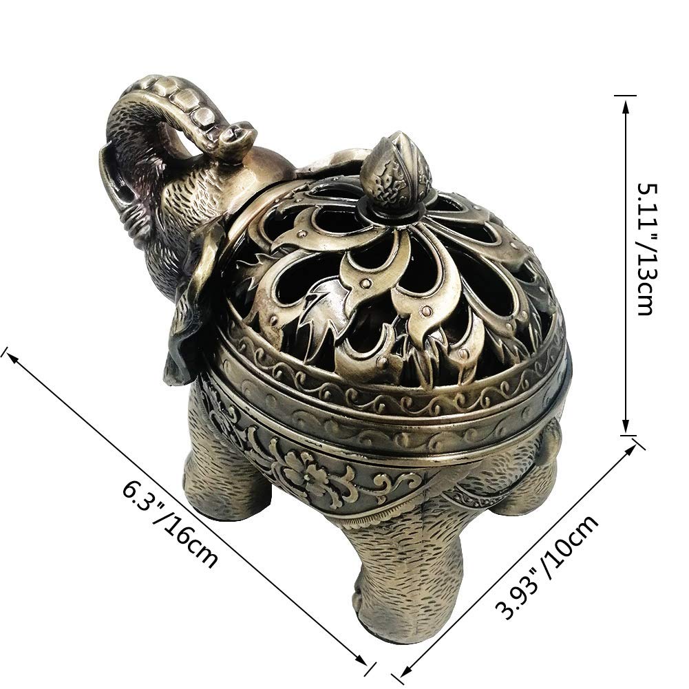 Metal Elephant Incense Holder (Bronze)