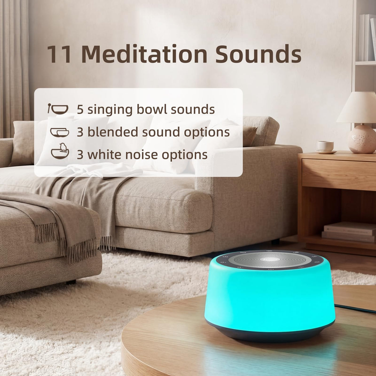 Automatic Tibetan Singing Bowl Sound Machine (Gray & Blue / Standard)