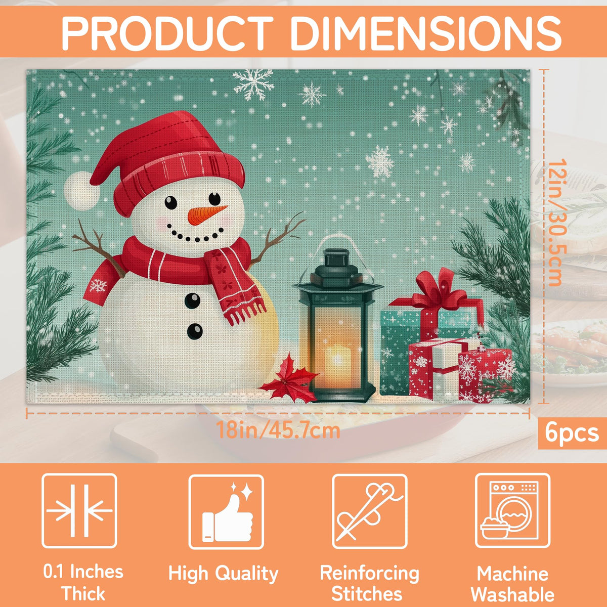 Christmas Snowman Placemats Set of 6 (Christmas Snowman)