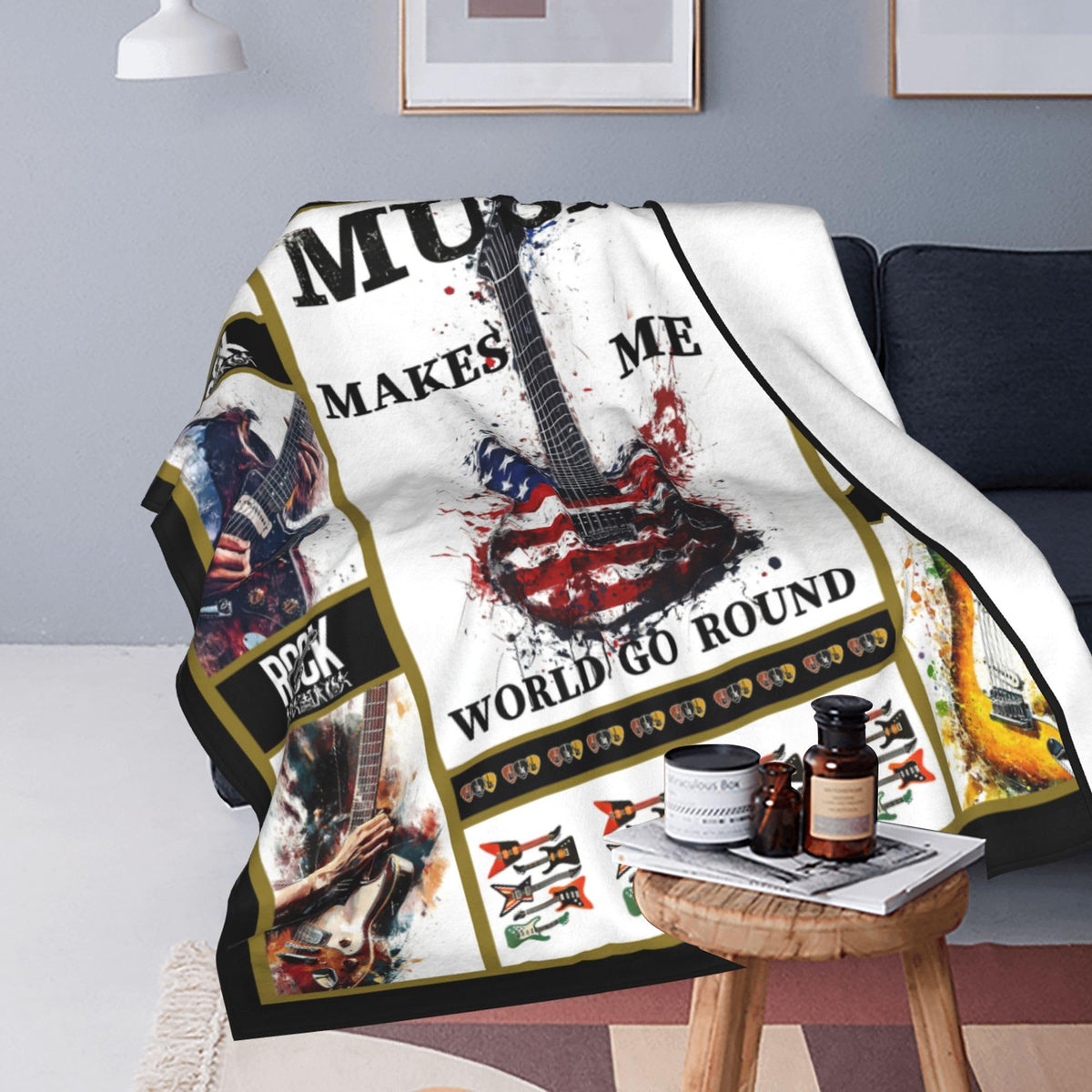 Guitar Fleece Blanket Musical Instrument Gifts Room Decor 50"x60" (Guitar / 50"X60")