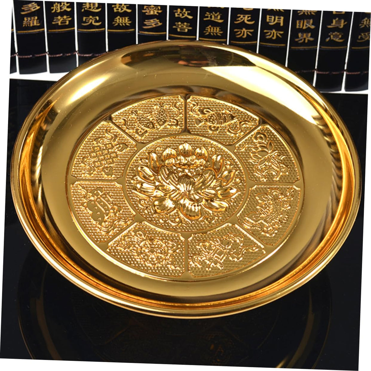 2 Pcs Tribute Plate Fruit Plate Delicate Storage Tray Buddhist Fruit Tray Versatile Storage Buddha Supply Practical Tribute (Goldenx2pcs / 5.9")