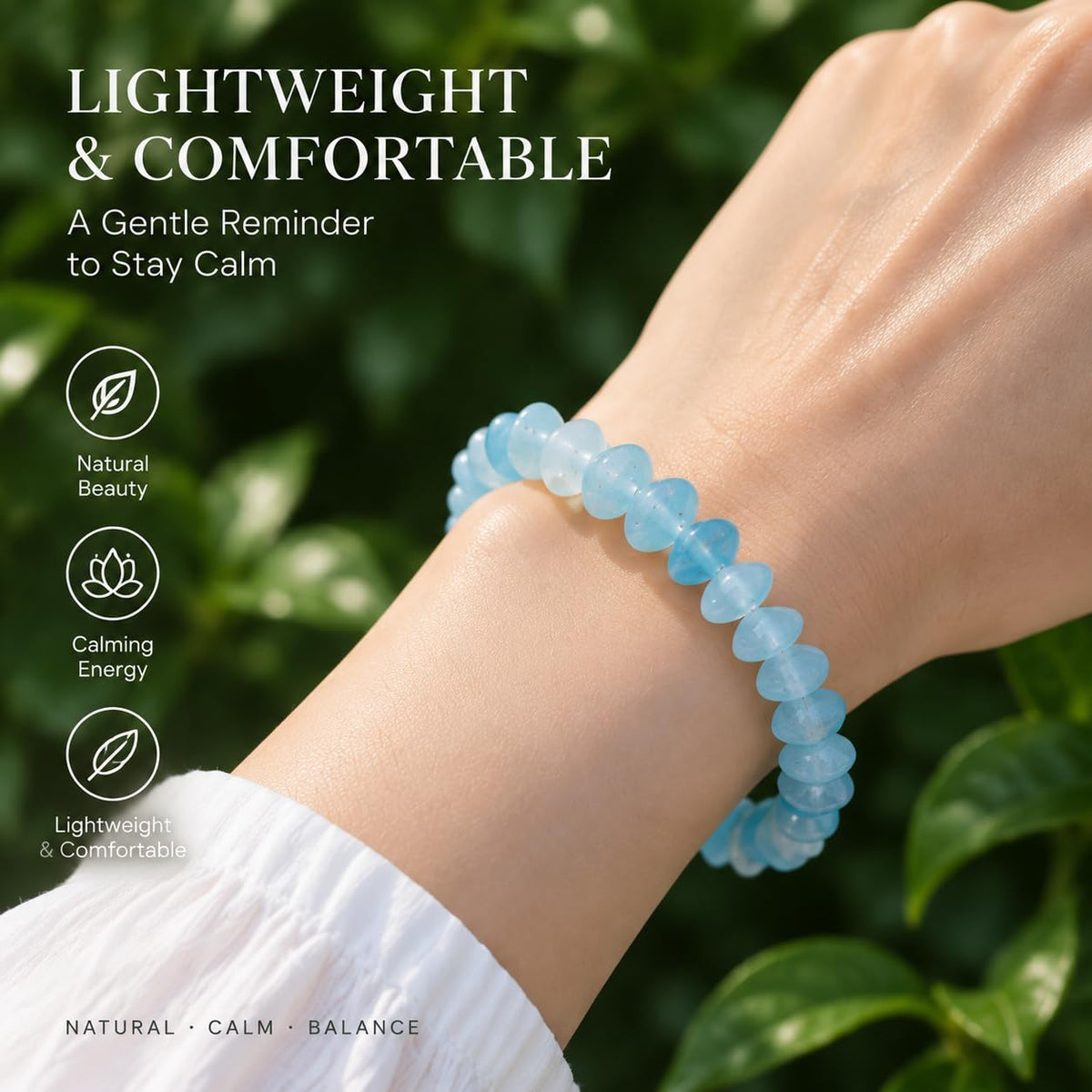 Aquamarine Crystal Bracelet for Women Men (Aquamarine chip Crystal)