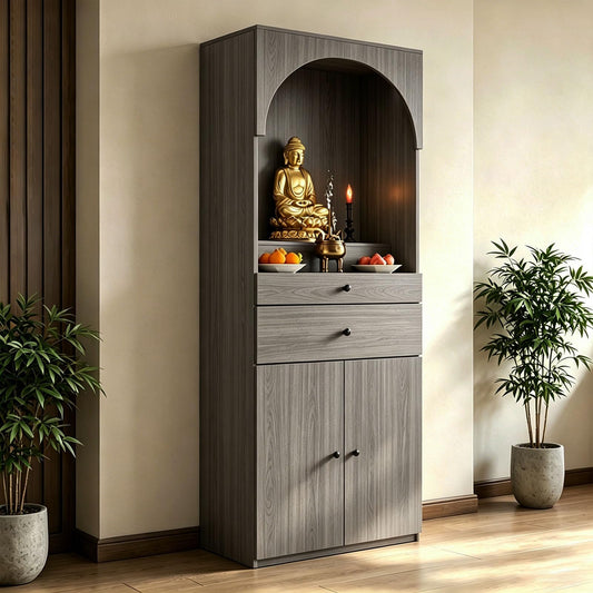 Altar Table Solid Wood (Dark Gray Wood Grain / 23.6×15.7×65.4in)