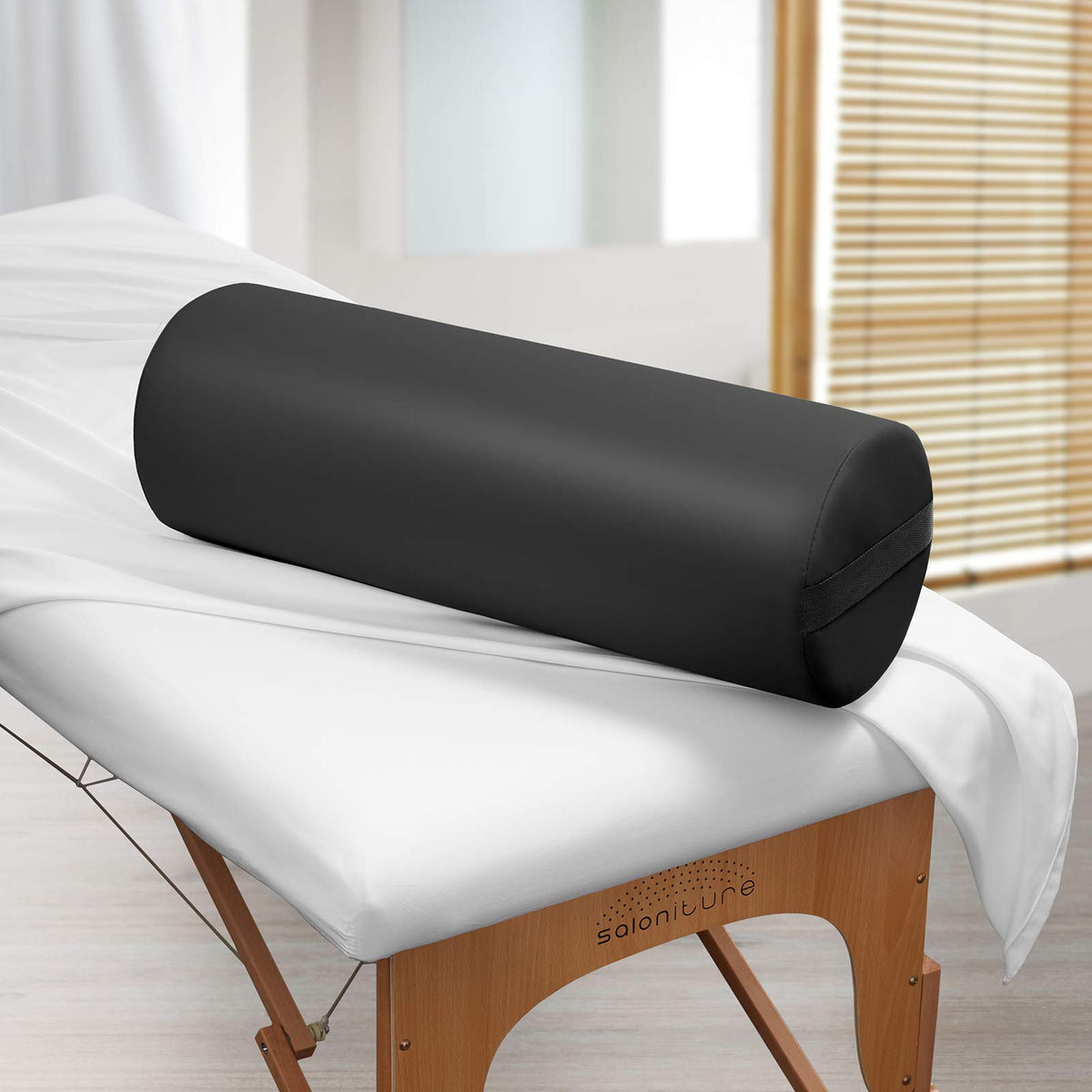 Jumbo Round Massage Table Bolster Pillow Pad (Black)