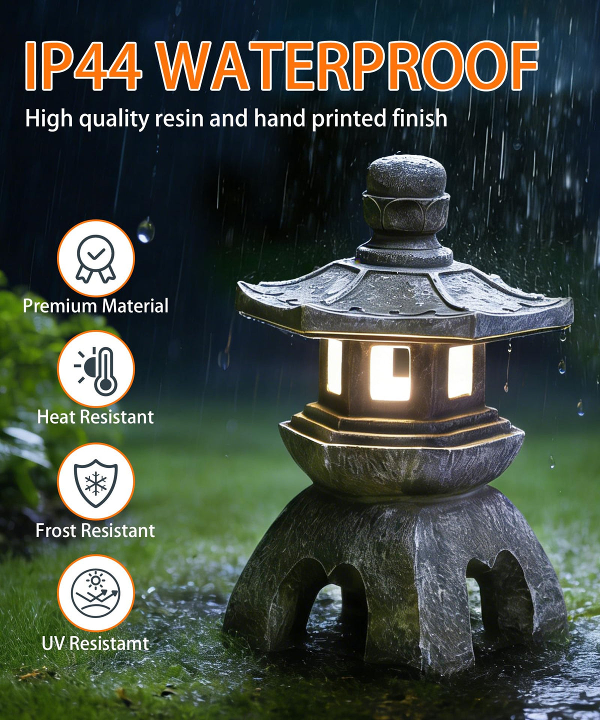 Solar Pagoda Lantern Garden Statue (Gray)