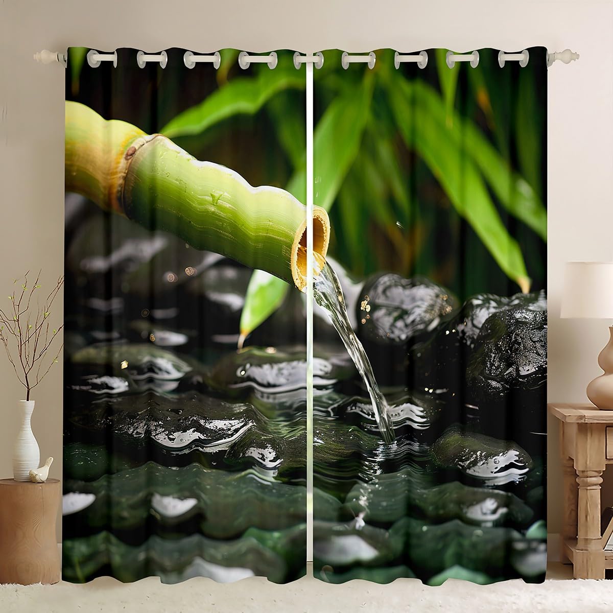 Zen Stones Pattern Curtain Bedroom 2 Panels 52 x 63 Inch Blackout (Multi 19 / 52"W x 63"L (Pack of 2))