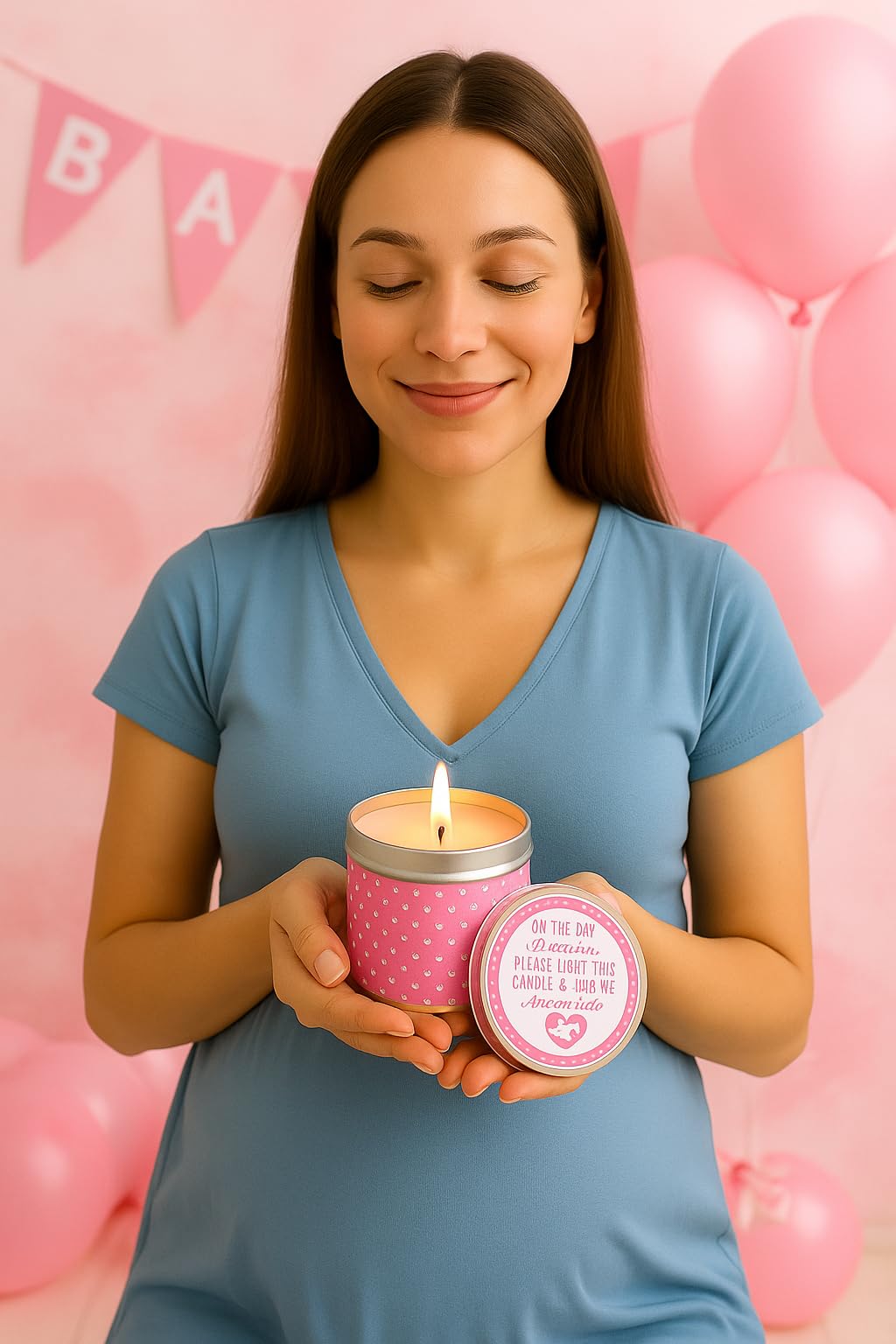 Baby Shower Candle Favors Gift Set (Pink-1-9pk)
