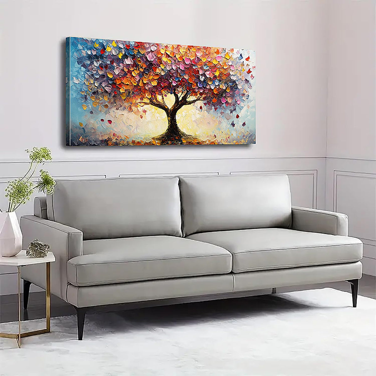 Colorful Tree of Life Wall Art Abstract Nature Tree Landscape Canvas Prints Picture for Living Room Bedroom Fall Home Decor (40"L x 20"W / TFL)