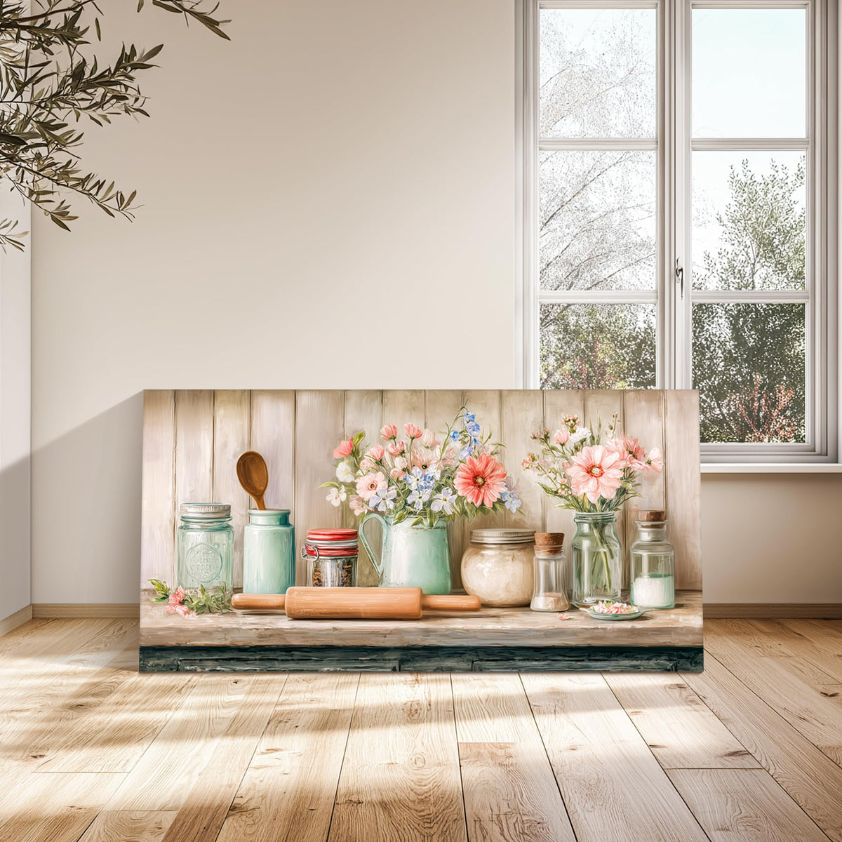 Oversized Large Vintage Kitchen Wall Art Prints (Farmhouse Vintage Kitchen / 58"L x 30"W)