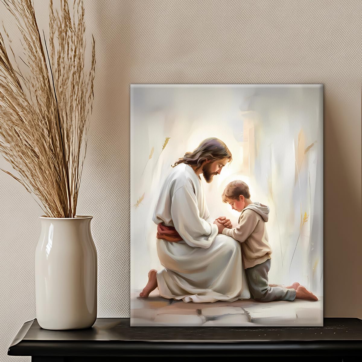 Christian Jesus and Little Boy Wall Art Religious Jesus and Kids Wall Decor (Jesus and Little Boy)