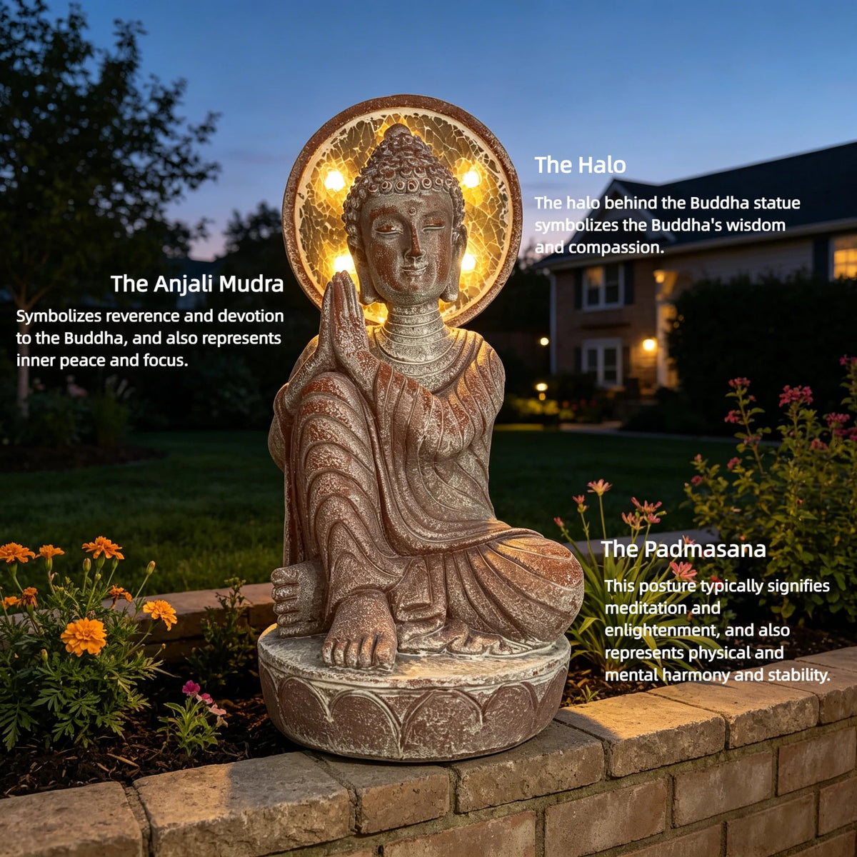 11.5in buddha statue outdoor (Rustic Sandstone)