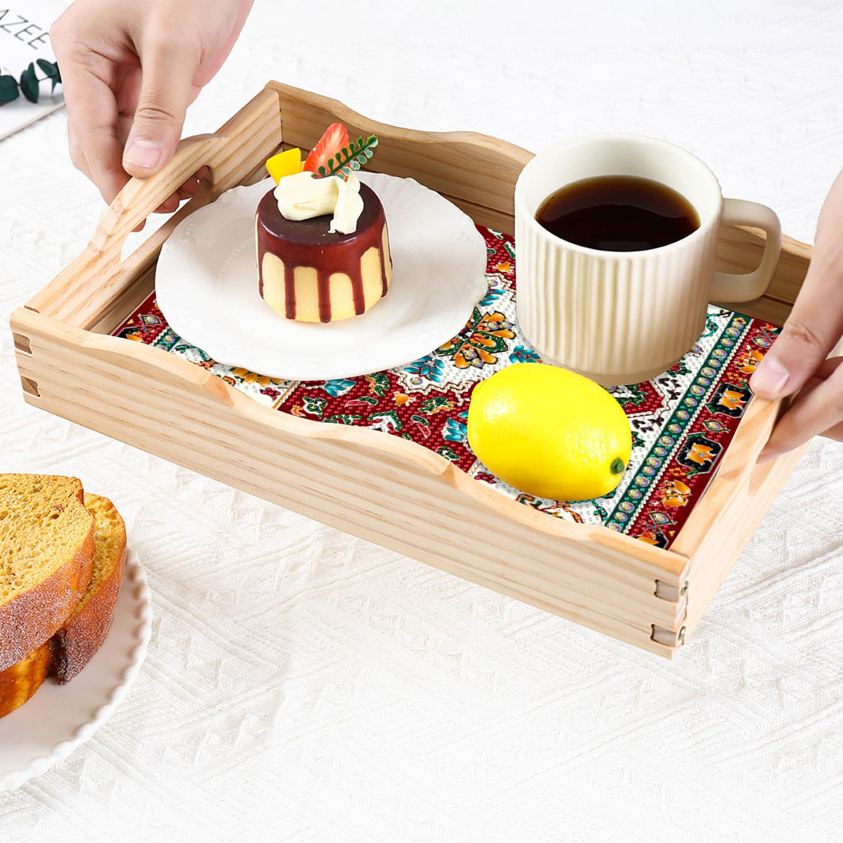 Mandala Diamond Painting Wooden Serving Tray with Handle for Adults (Mandala Big)