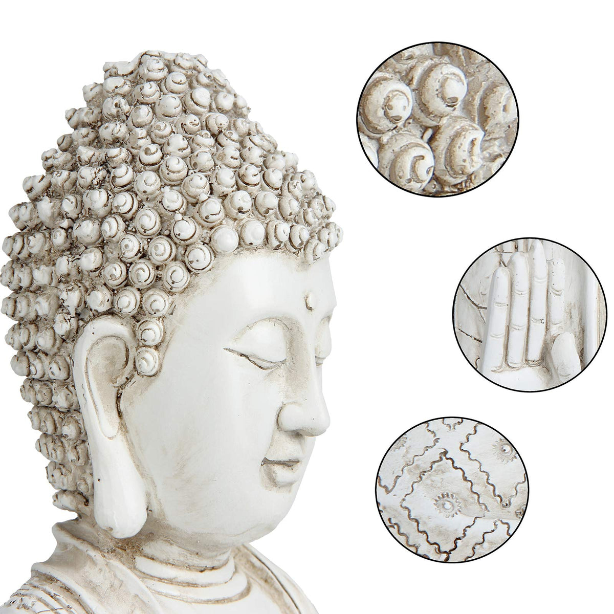 Buddha statue for home decor accents (White)